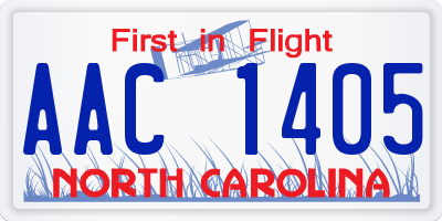 NC license plate AAC1405