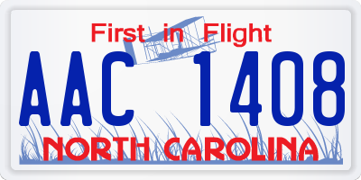 NC license plate AAC1408