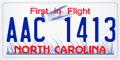 NC license plate AAC1413