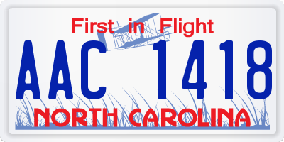 NC license plate AAC1418
