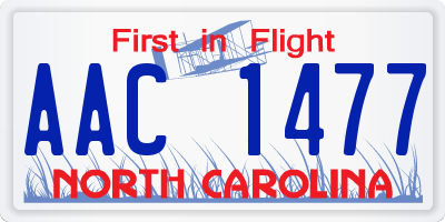 NC license plate AAC1477
