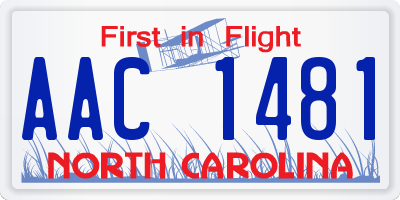 NC license plate AAC1481
