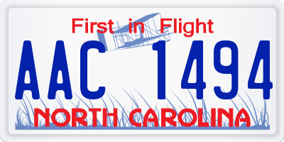 NC license plate AAC1494