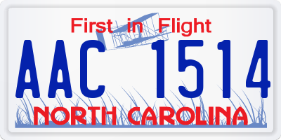 NC license plate AAC1514