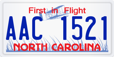 NC license plate AAC1521