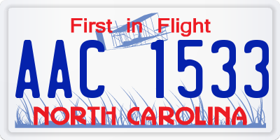 NC license plate AAC1533
