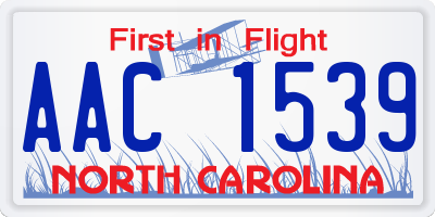 NC license plate AAC1539