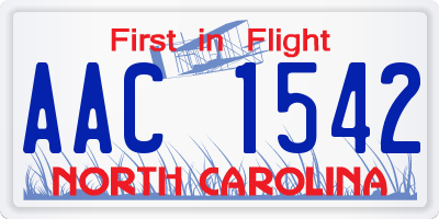NC license plate AAC1542