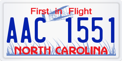 NC license plate AAC1551