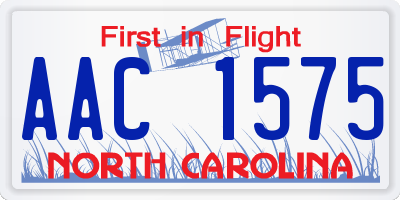 NC license plate AAC1575