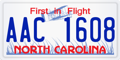 NC license plate AAC1608