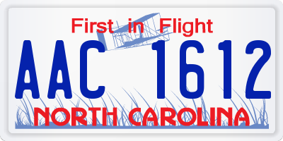 NC license plate AAC1612
