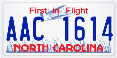 NC license plate AAC1614