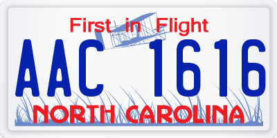NC license plate AAC1616