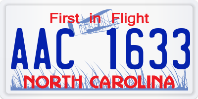 NC license plate AAC1633