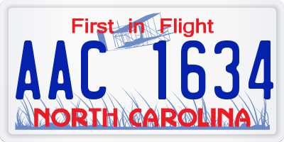 NC license plate AAC1634