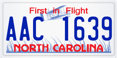 NC license plate AAC1639