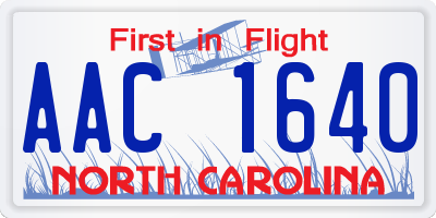 NC license plate AAC1640