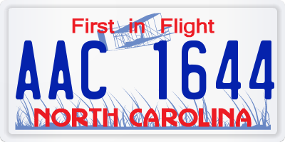 NC license plate AAC1644