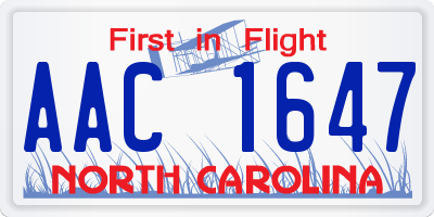 NC license plate AAC1647