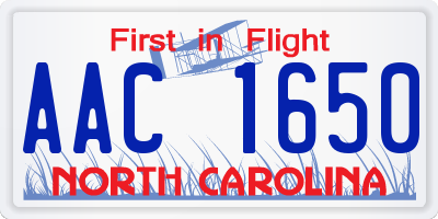 NC license plate AAC1650