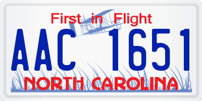 NC license plate AAC1651