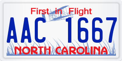 NC license plate AAC1667