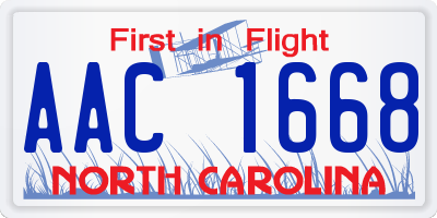 NC license plate AAC1668