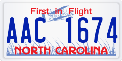 NC license plate AAC1674