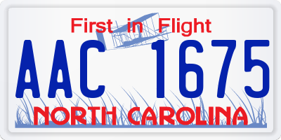 NC license plate AAC1675