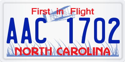NC license plate AAC1702