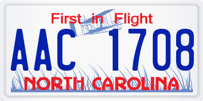 NC license plate AAC1708