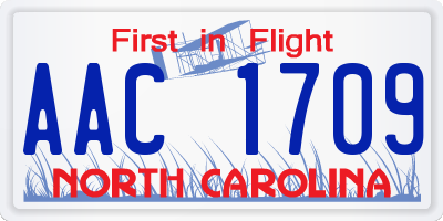 NC license plate AAC1709