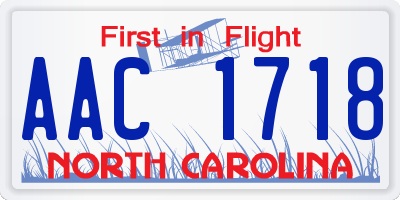 NC license plate AAC1718
