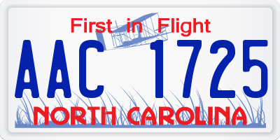 NC license plate AAC1725