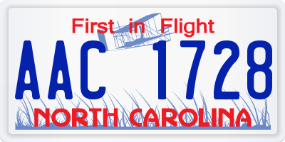 NC license plate AAC1728