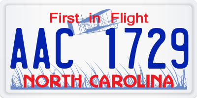 NC license plate AAC1729