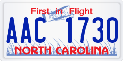 NC license plate AAC1730