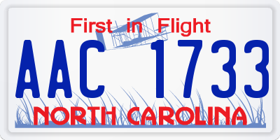 NC license plate AAC1733