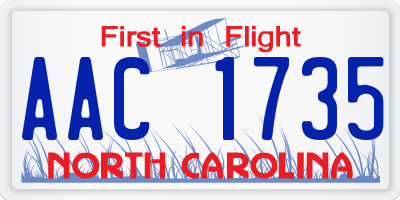 NC license plate AAC1735
