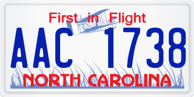 NC license plate AAC1738