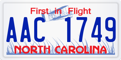 NC license plate AAC1749