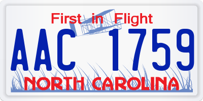 NC license plate AAC1759