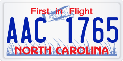 NC license plate AAC1765