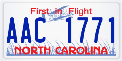 NC license plate AAC1771