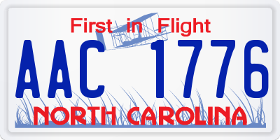 NC license plate AAC1776