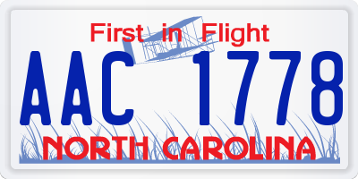 NC license plate AAC1778