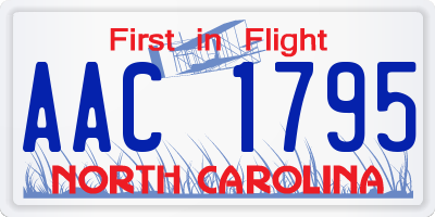 NC license plate AAC1795