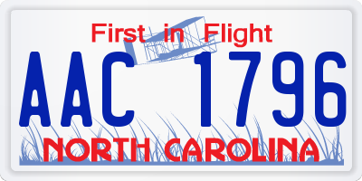 NC license plate AAC1796