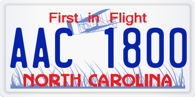 NC license plate AAC1800